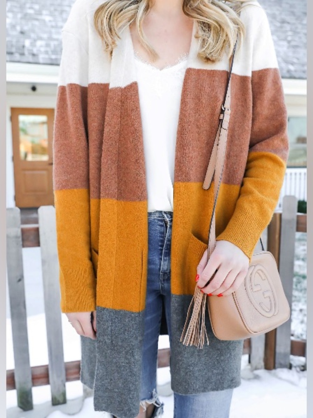 Madewell Colorblock Open Cardigan Small
